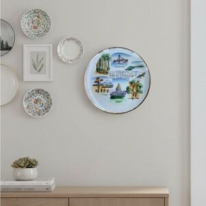 California Souvenir Plate Golden Gate Redwoods Yosemite EFCO Japan - Size 8"‎